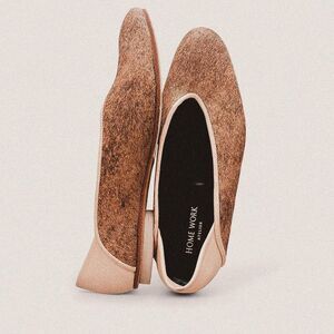 Home work atelier almond round toe preppy fur textured flats size 9